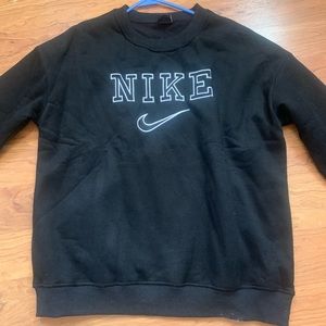 Nike Black Embroidered Suede Custom Crewneck Size Medium